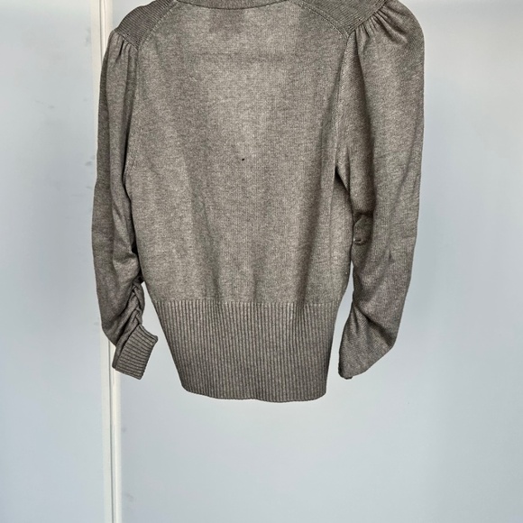 CINQ A SEPT Cardigan Rhinestone Embellished Oatmeal Beige Ruched Sleeve XS - Picture 5 of 6